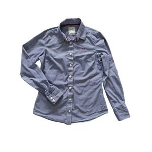 Crew Clothing Blue White Stripe Button Shirt Womens XS Cotton‎ Poplin Preppy